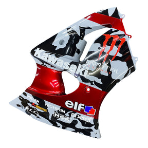 Amotopart 2000-2002 Kawasaki ZX6R 636 & 2005-2008 Kawasaki ZZR600 Red Gray & Logo Fairing Kit