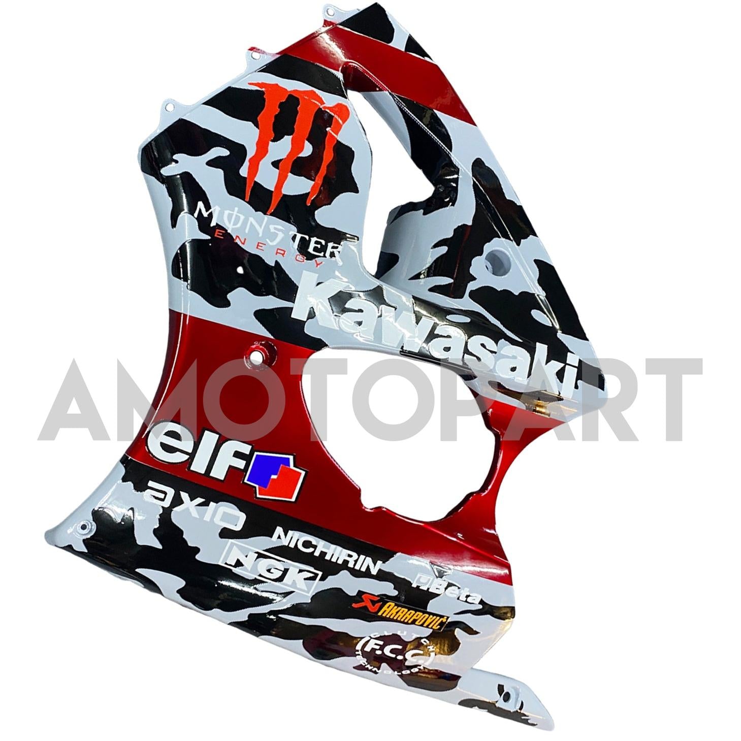 Amotopart 2000-2002 Kawasaki ZX6R 636 & 2005-2008 Kawasaki Zzr600 Red Gray & Logo Fairing Kit