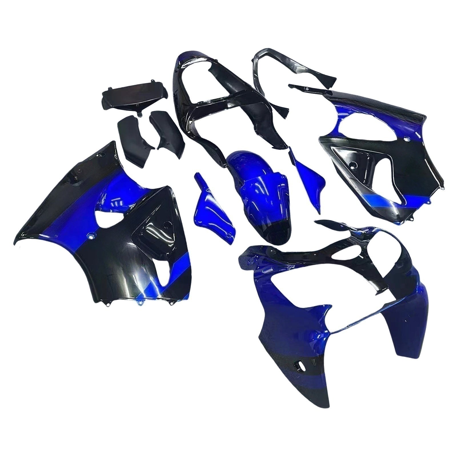 Amotopart 2000-2002 Kawasaki ZX6R 636 & 2005-2008 Kawasaki ZZR600 Glossy Black Blue Fairing Kit