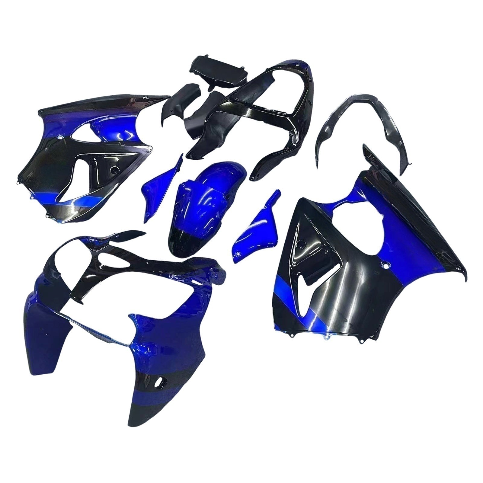 Amotopart 2000-2002 Kawasaki ZX6R 636 & 2005-2008 Kawasaki ZZR600 Glossy Black Blue Fairing Kit