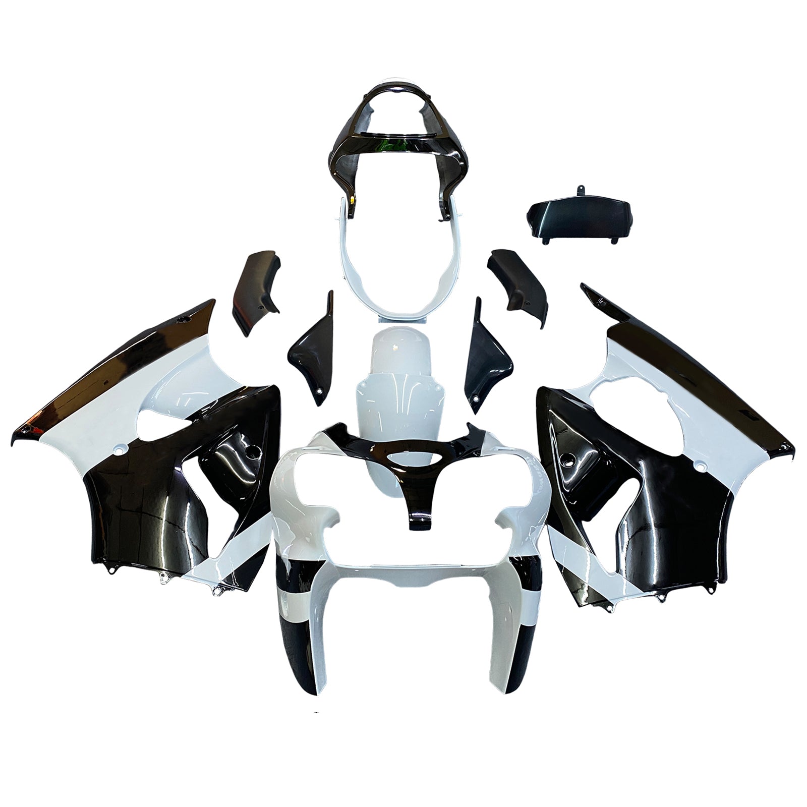 Amotopart 2000-2002 Kawasaki ZX6R 636 & 2005-2008 Kawasaki ZZR600 White Black Fairing Kit