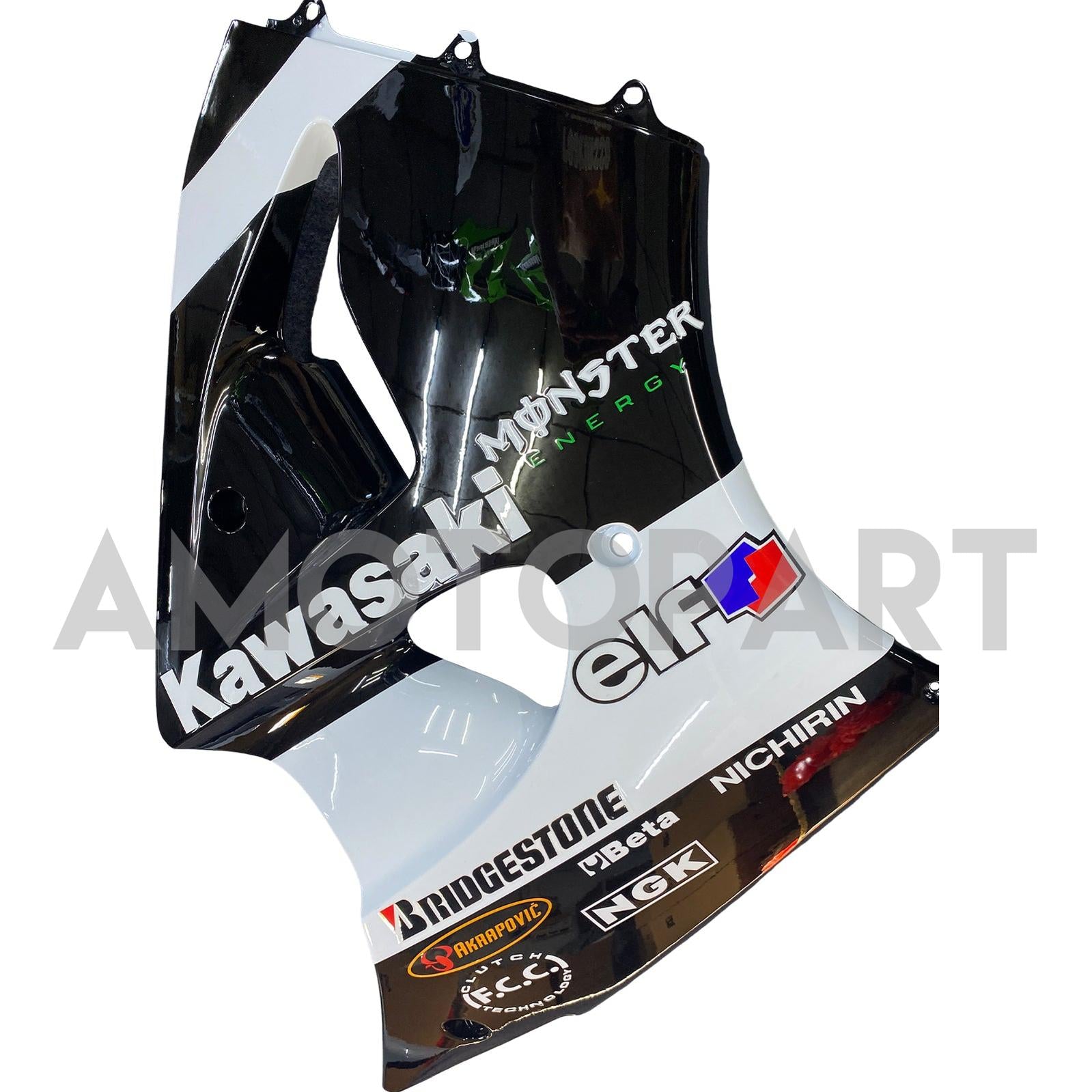 Amotopart 2000-2002 Kawasaki ZX6R 636 & 2005-2008 Kawasaki ZZR600 White Black Fairing Kit