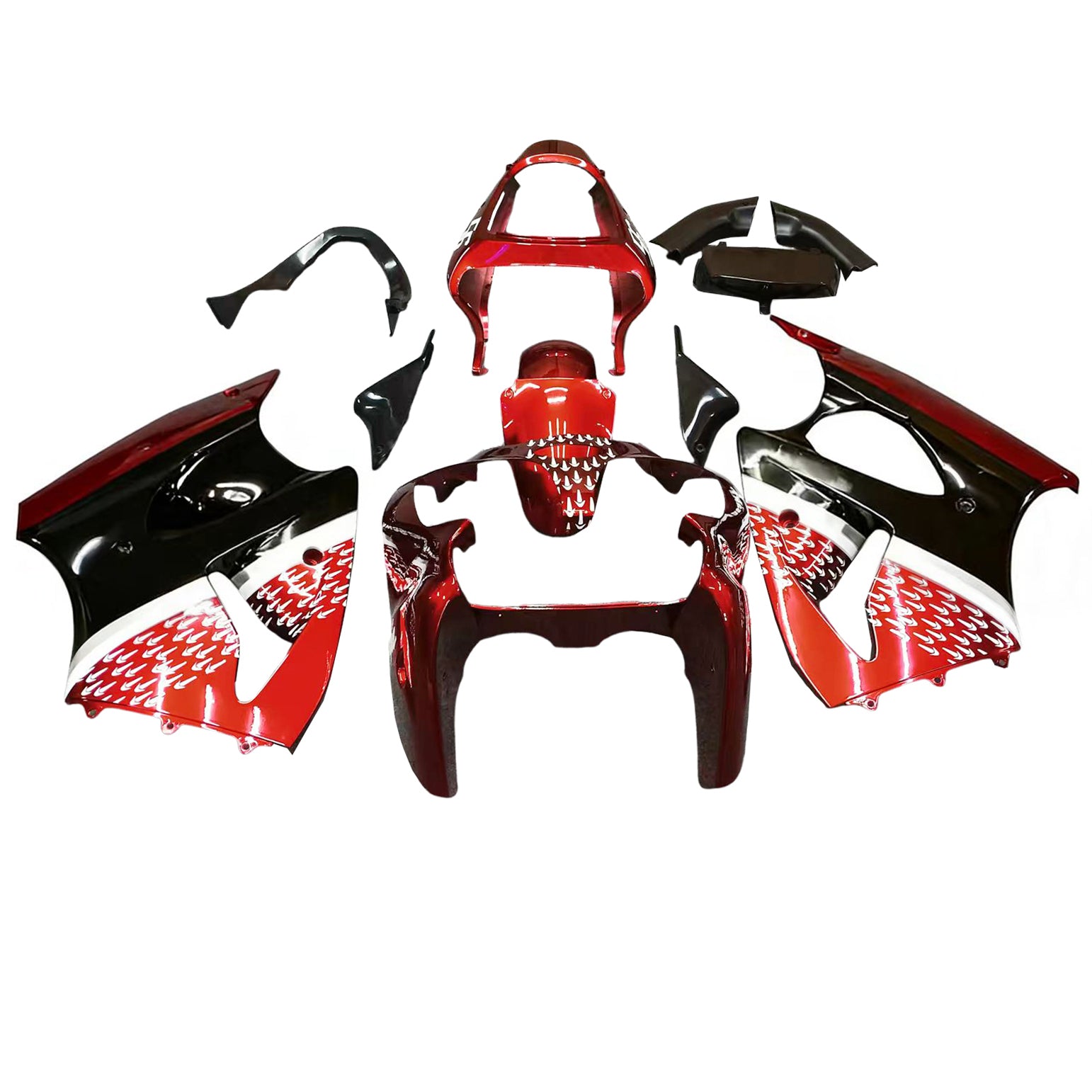 Amotopart 2000-2002 Kawasaki ZX6R 636 & Kawasaki ZZR600 Rouge Noir 2005-2008 & Kit de carénage avec logo