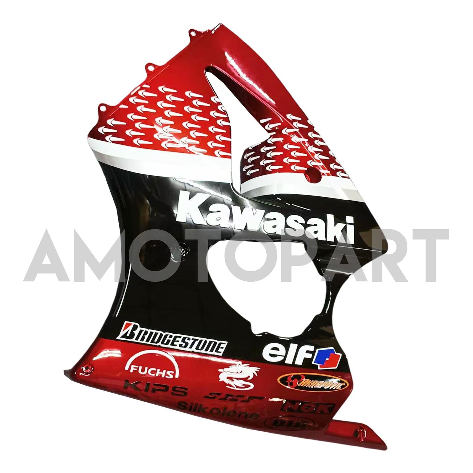 Amotopart 2000–2002 Kawasaki ZX6R 636 & 2005–2008 Kawasaki ZZR600 Rot Schwarz & Logo-Verkleidungssatz