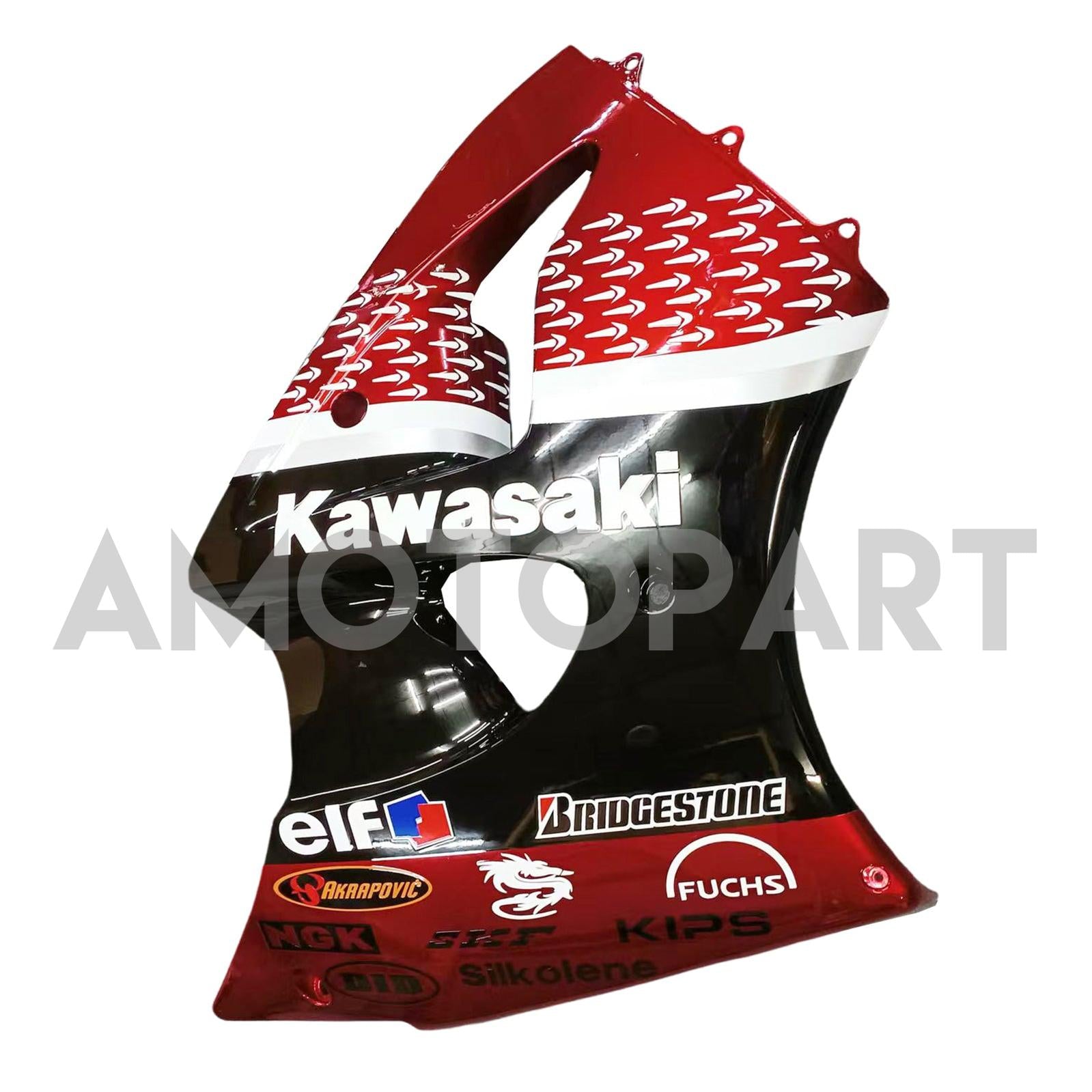 Amotopart 2000–2002 Kawasaki ZX6R 636 & 2005–2008 Kawasaki ZZR600 Rot Schwarz & Logo-Verkleidungssatz