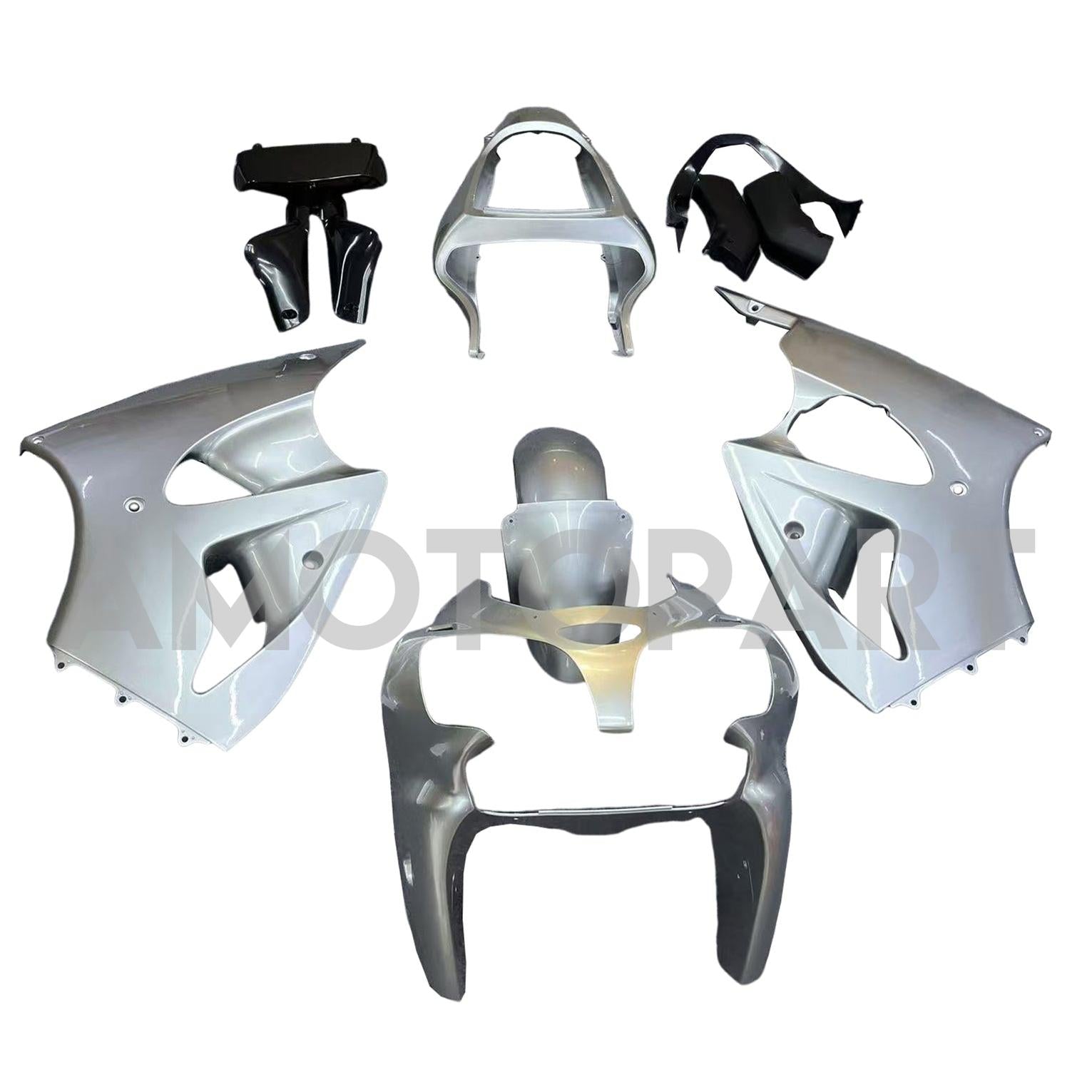 Amotopart 2000-2002 Kawasaki ZX6R 636 & 2005-2008 Kawasaki ZZR600 Silver Fairing Kit