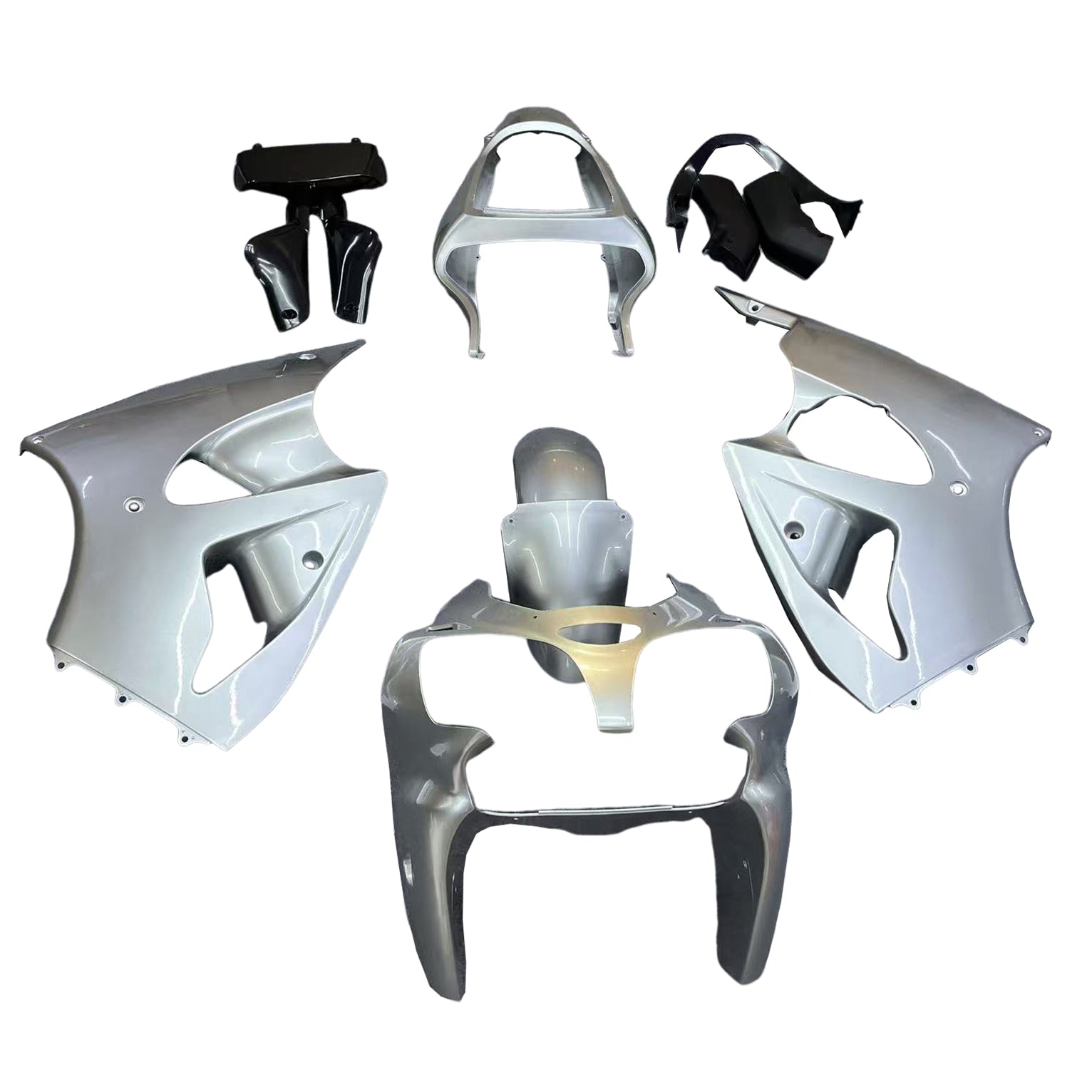 Amotopart 2000-2002 Kawasaki ZX6R 636 & 2005-2008 Kawasaki ZZR600 Silver Fairing Kit