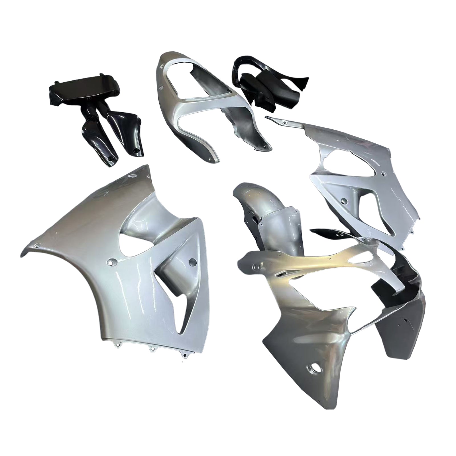 Amotopart 2000-2002 Kawasaki ZX6R 636 & 2005-2008 Kawasaki ZZR600 Silver Fairing Kit