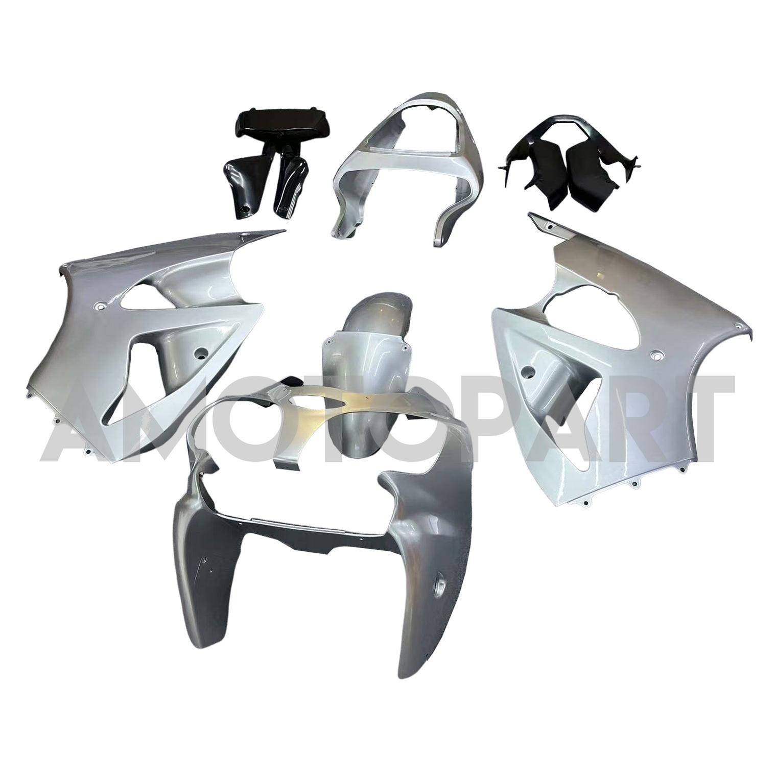 Amotopart 2000-2002 Kawasaki ZX6R 636 & 2005-2008 Kawasaki ZZR600 Silver Fairing Kit