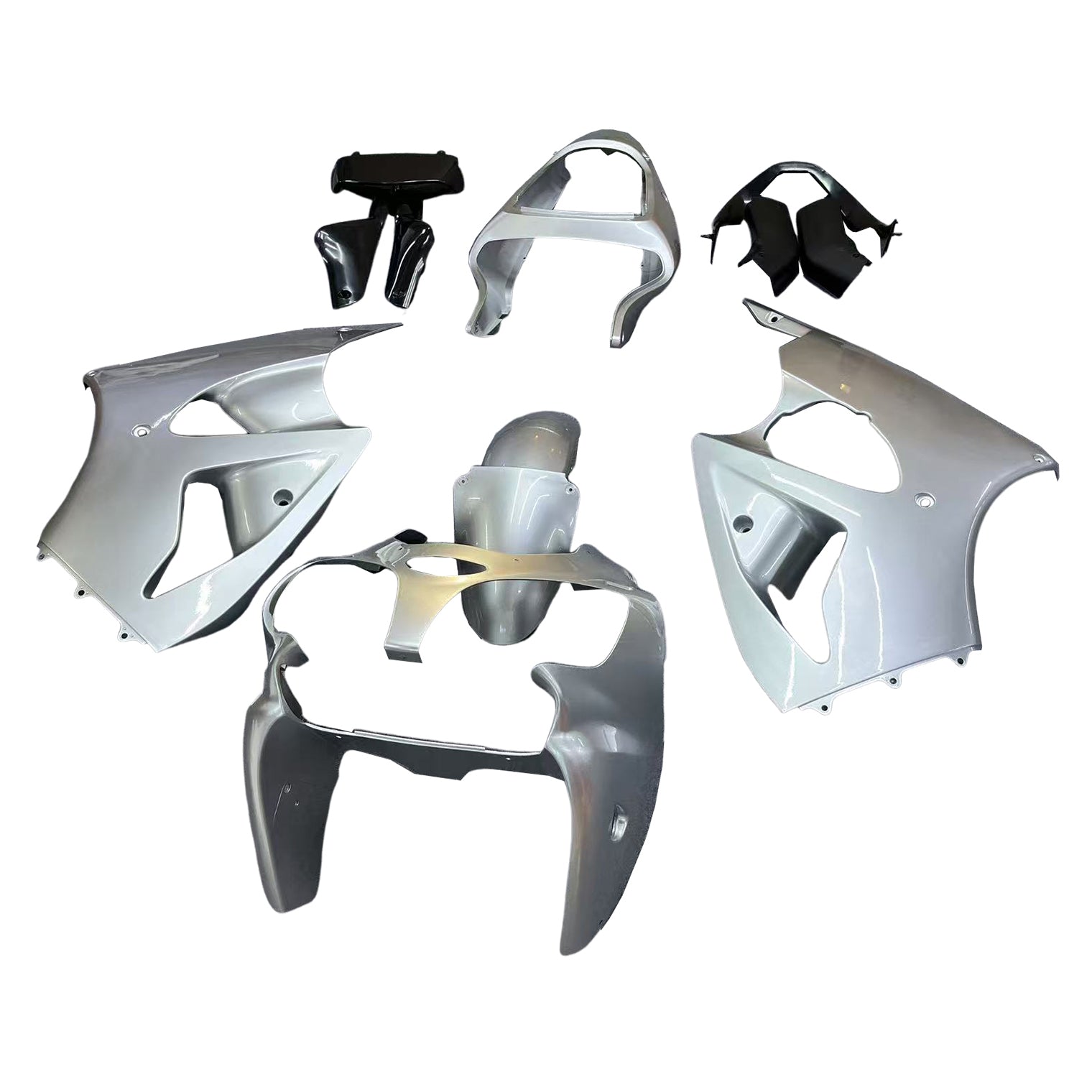 Amotopart 2000-2002 Kawasaki ZX6R 636 & 2005-2008 Kawasaki ZZR600 Silver Fairing Kit