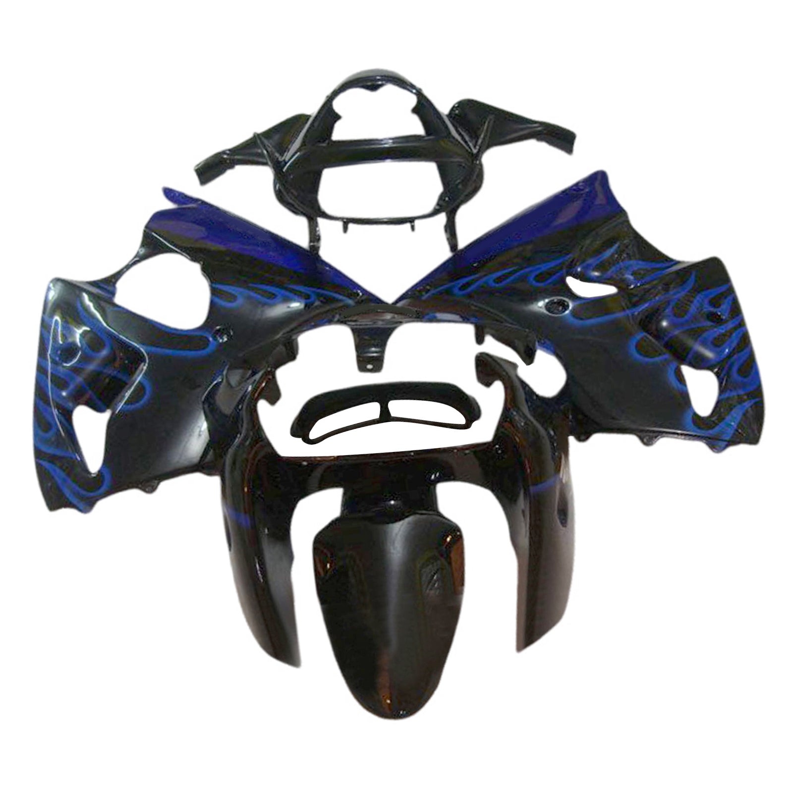Amotopart 2000-2002 Kawasaki ZX6R 636 & 2005-2008 Kawasaki ZZR600 Black & Blue Fairing Kit
