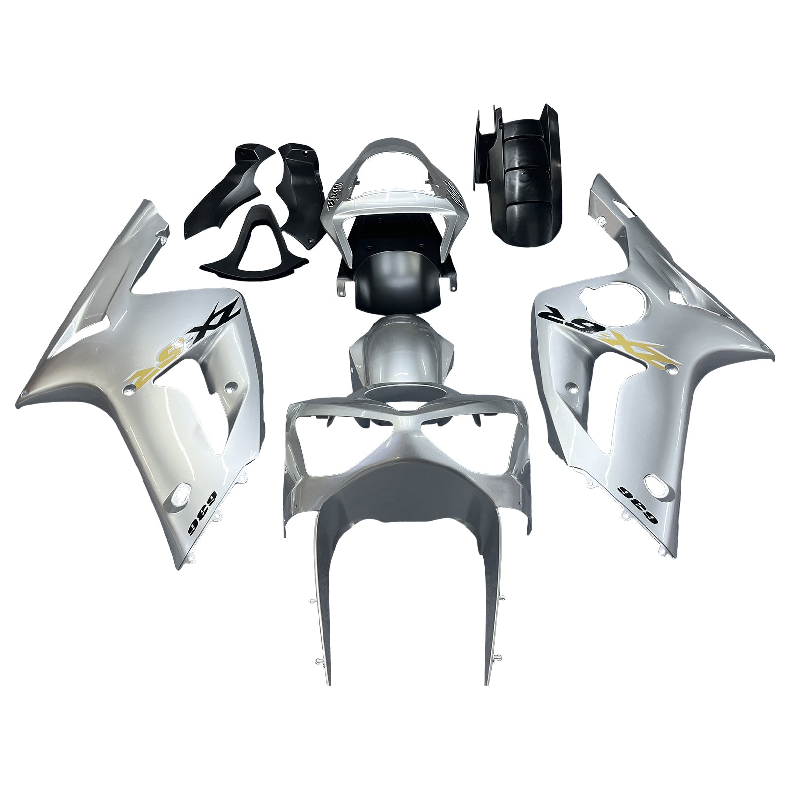 Amotopart 2003–2004 Kawasaki ZX6R Verkleidungs-Silber-Set