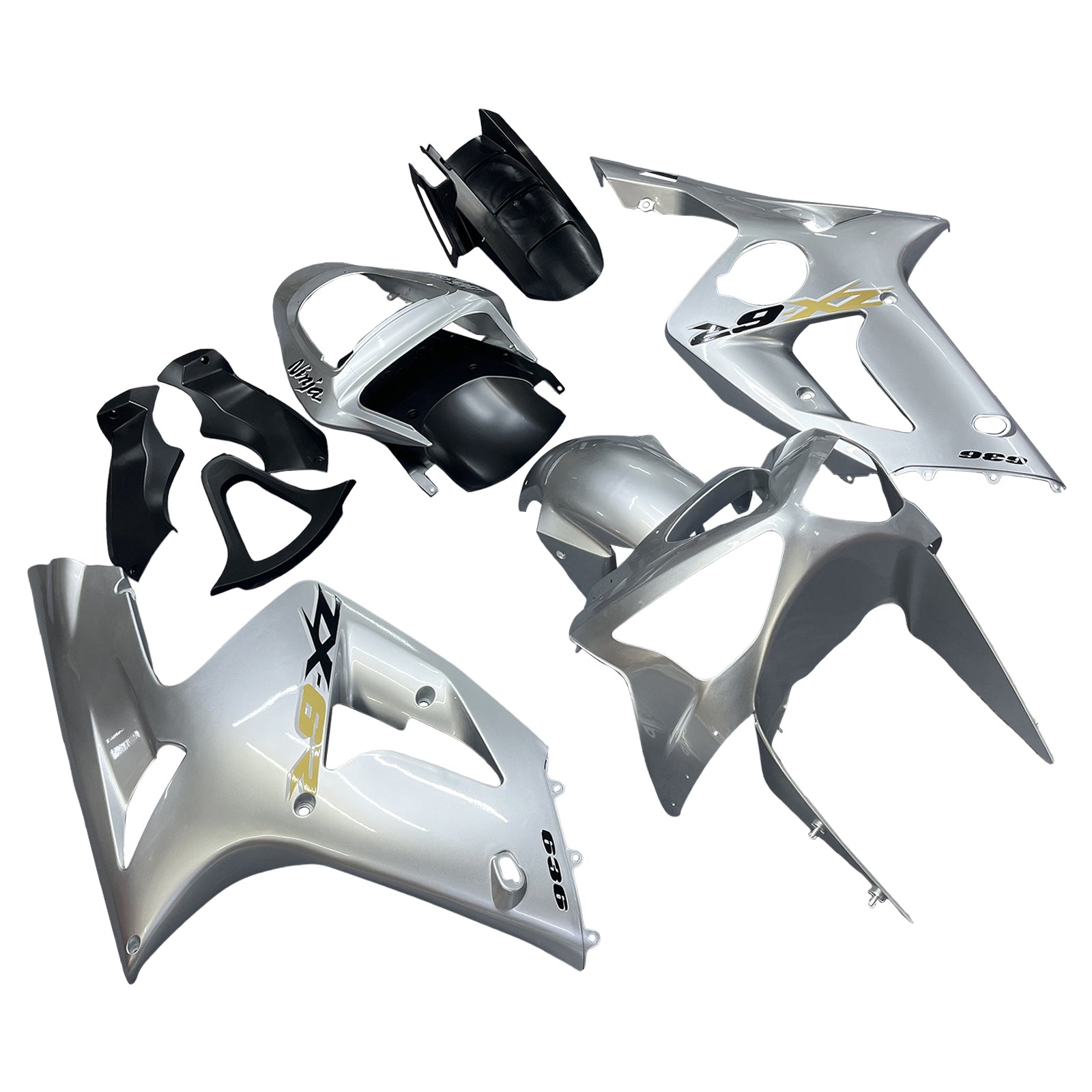 Amotopart 2003–2004 Kawasaki ZX6R Verkleidungs-Silber-Set