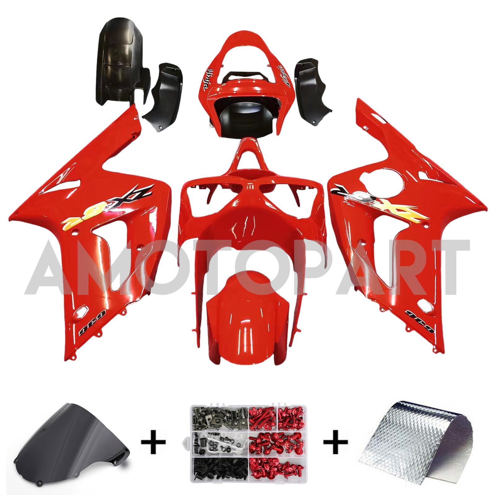 Amotopart 2003-2004 Kawasaki ZX6R Fairing Red Kit