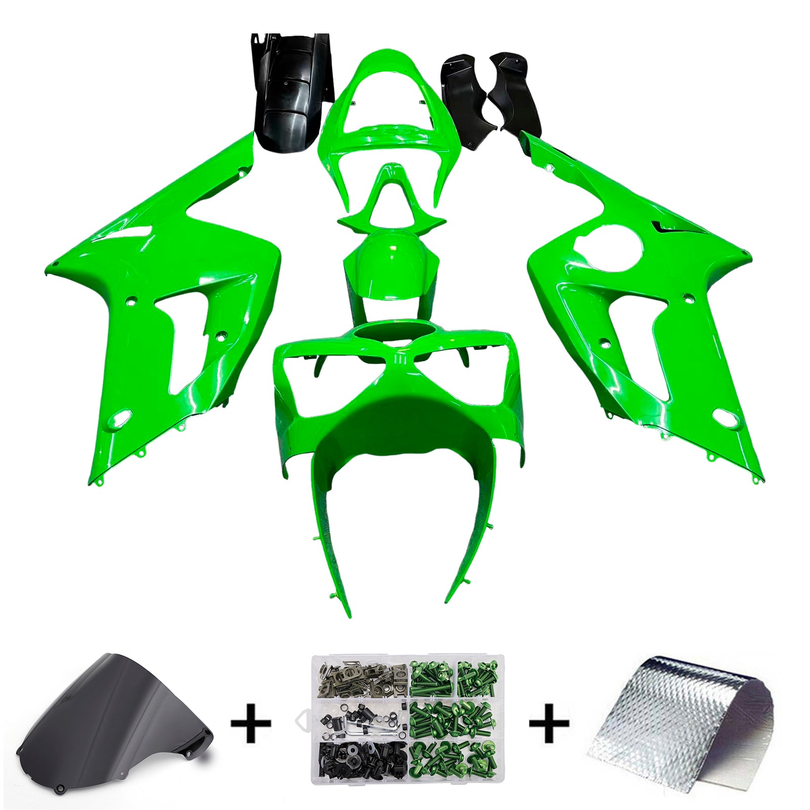 Amotopart 2003-2004 Kawasaki ZX6R Kit de carenado verde