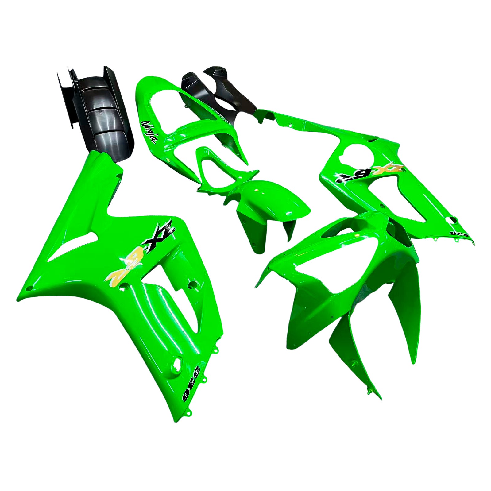 Amotopart 2003-2004 Kawasaki ZX6R Fairing Green Kit