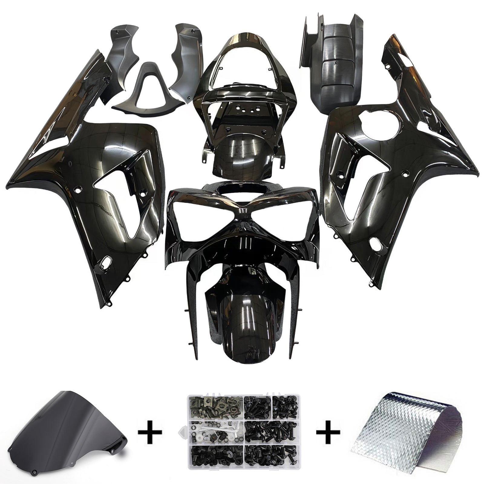Amotopart 2003-2004 カワサキ ZX6R フェアリング ブラック キット