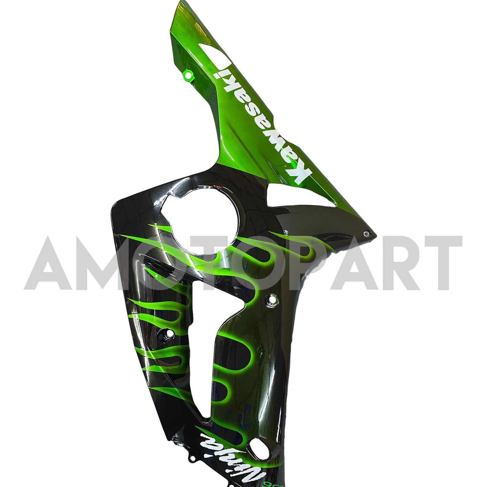 Amotopart 2003-2004 Kawasaki ZX6R kuien Black & Green Flame Kit
