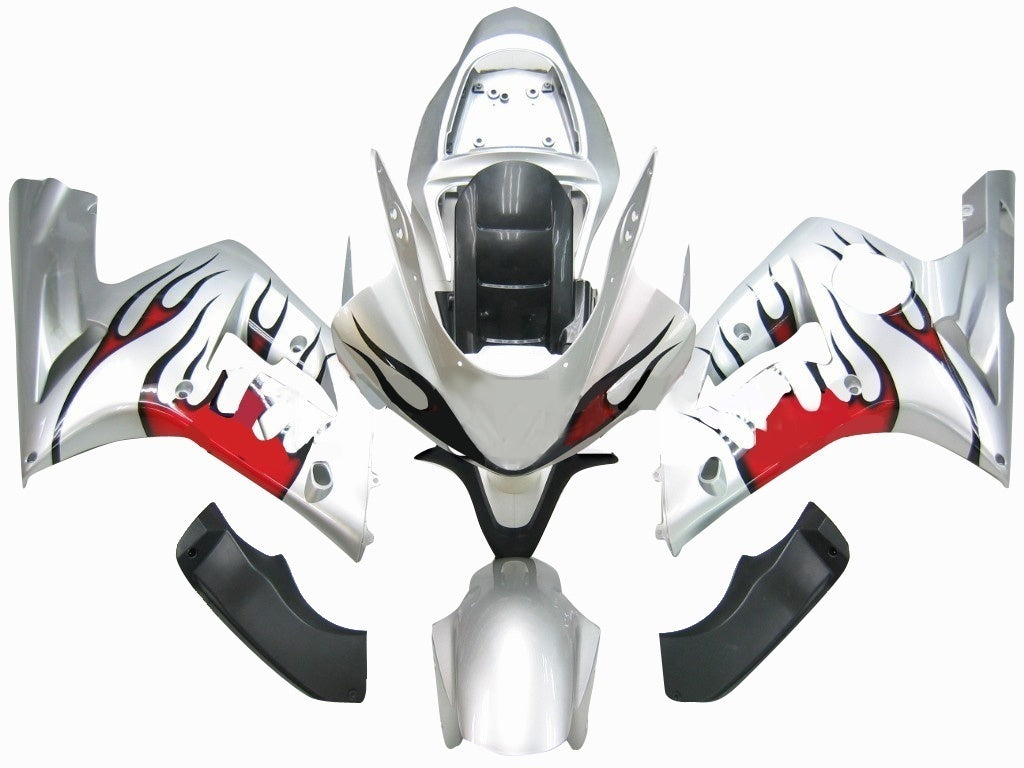 Amotopart 2003-2004 Kawasaki ZX6R Fairing Sliver&Red Kit