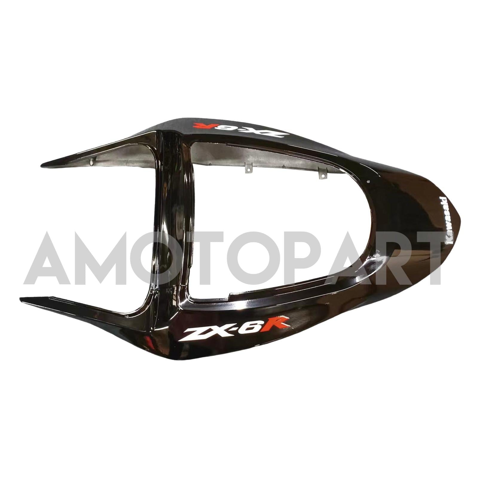 Amotopart 2003-2004 Kawasaki ZX6R Verkleidung schwarz mit rotem Flammen-Kit