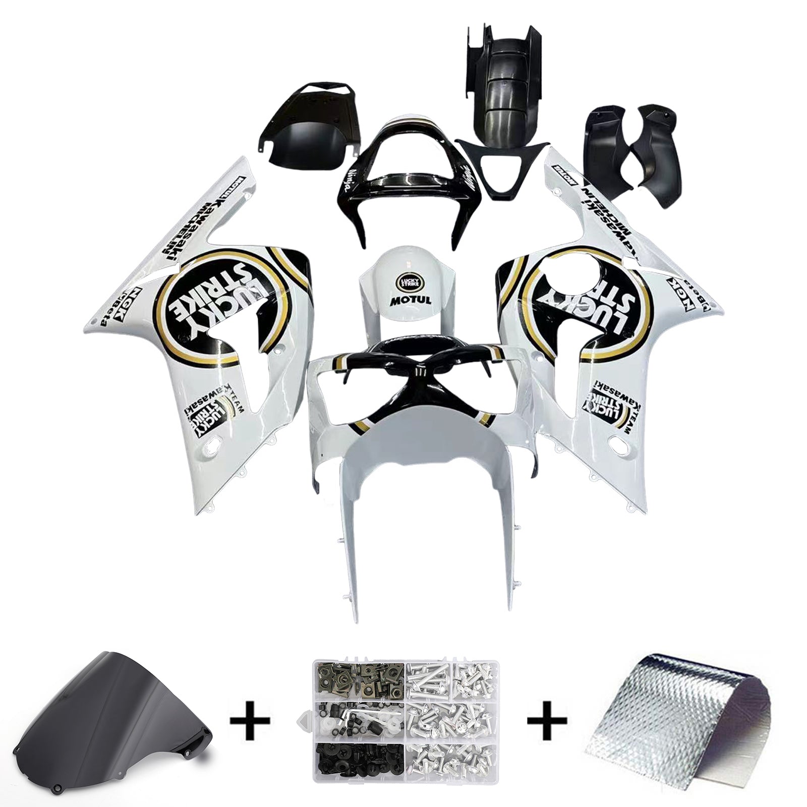 Kit carena Amotopart 2003-2004 Kawasaki ZX6R multi bianco