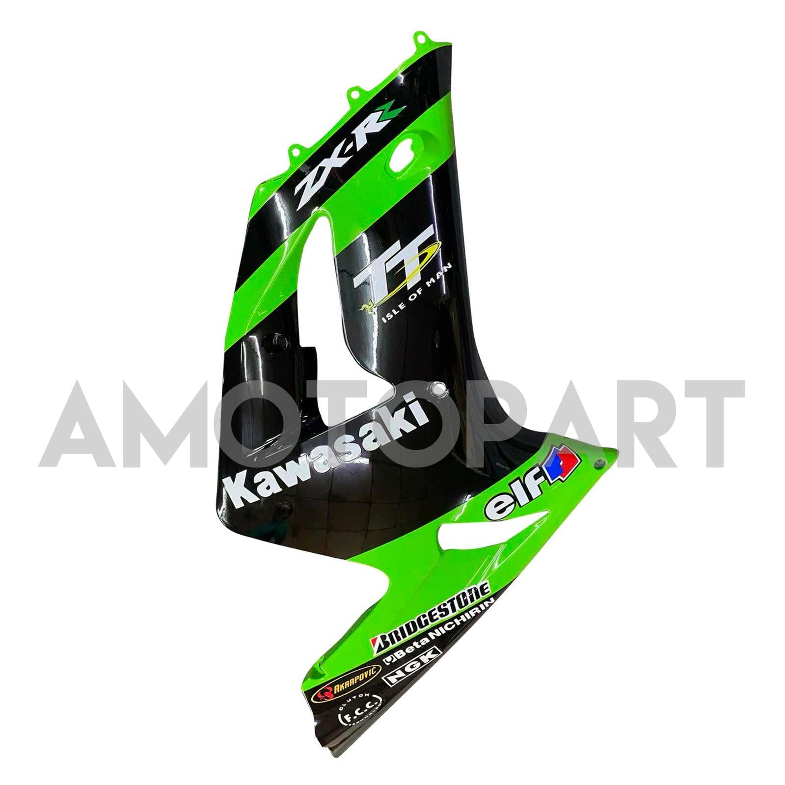 Amotopart 2003-2004 Kawasaki ZX6R フェアリング グリーン&ブラック キット