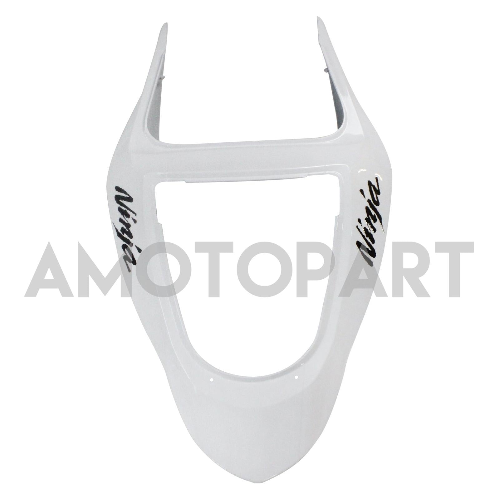 Amotopart 2003-2004 Kawasaki Zx6R 636 White Fairing Kit With Black Logo