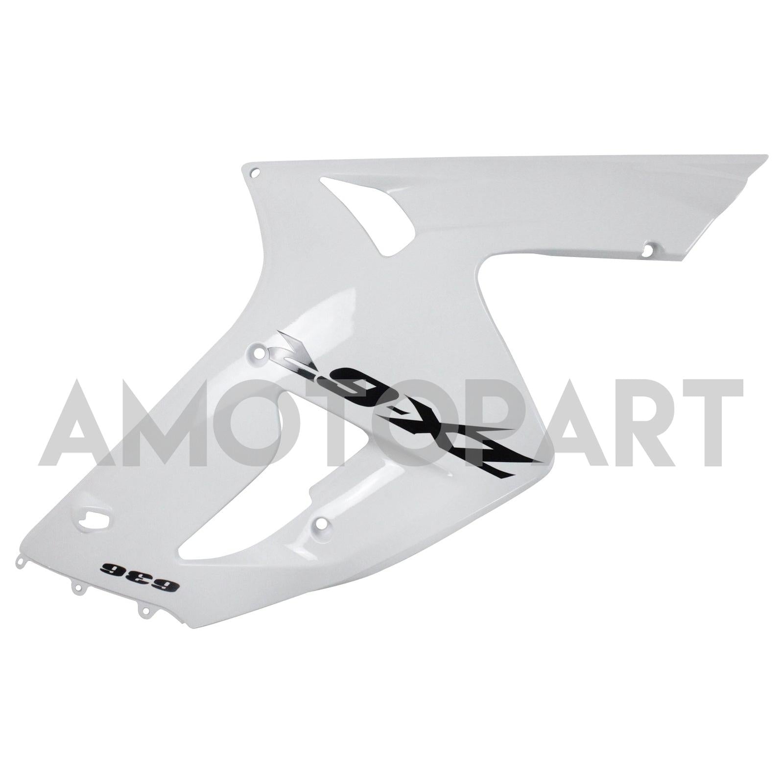 Amotopart 2003-2004 Kawasaki Zx6R 636 White Fairing Kit With Black Logo