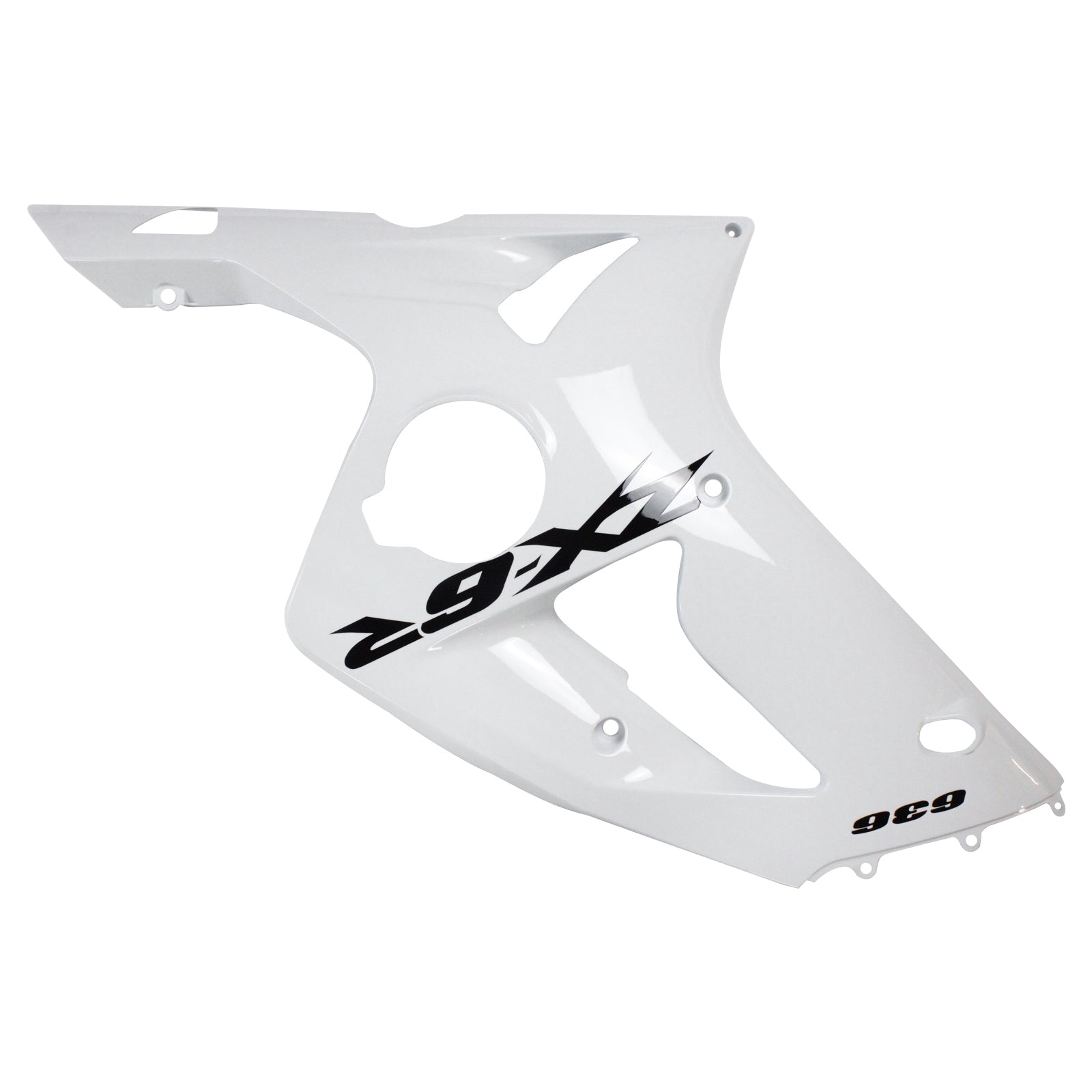 Amotopart 2003-2004 Kawasaki Zx6R 636 White Fairing Kit With Black Logo