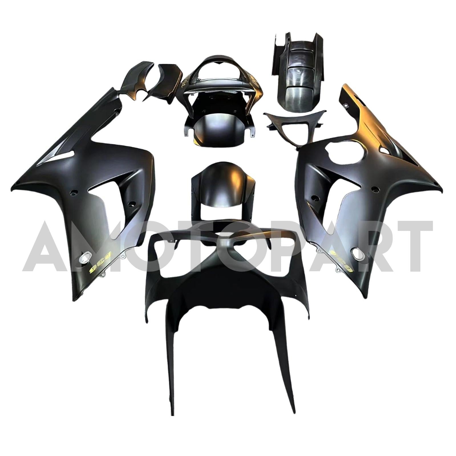 Amotopart 2003-2004 Kawasaki ZX6R 636 Black Fairing Kit met Gold Logo