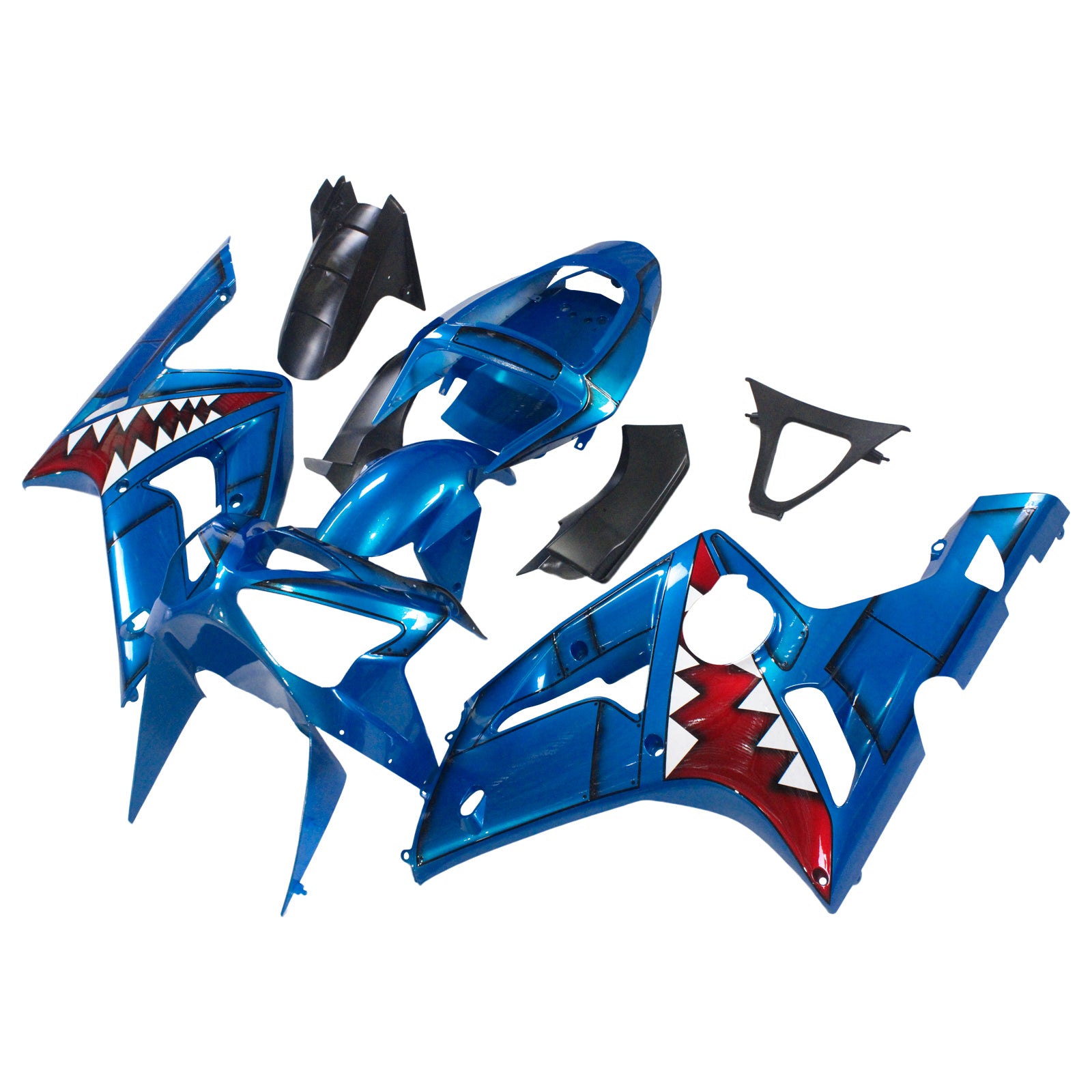 Amotopart 2003-2004 Kawasaki Zx6R 636 Blue Shark Fairing Kit