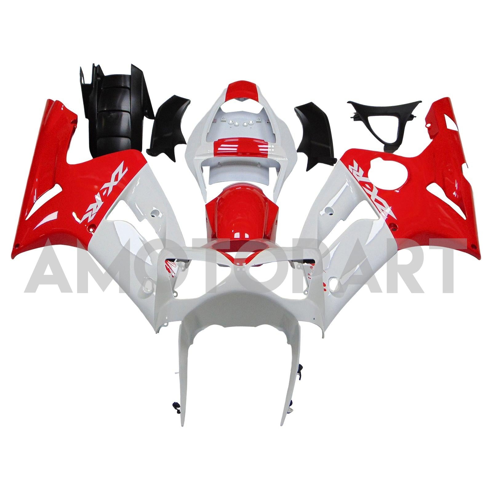 Amotopart 2003-2004 Kawasaki Zx6R 636 Red White Fairing Kit