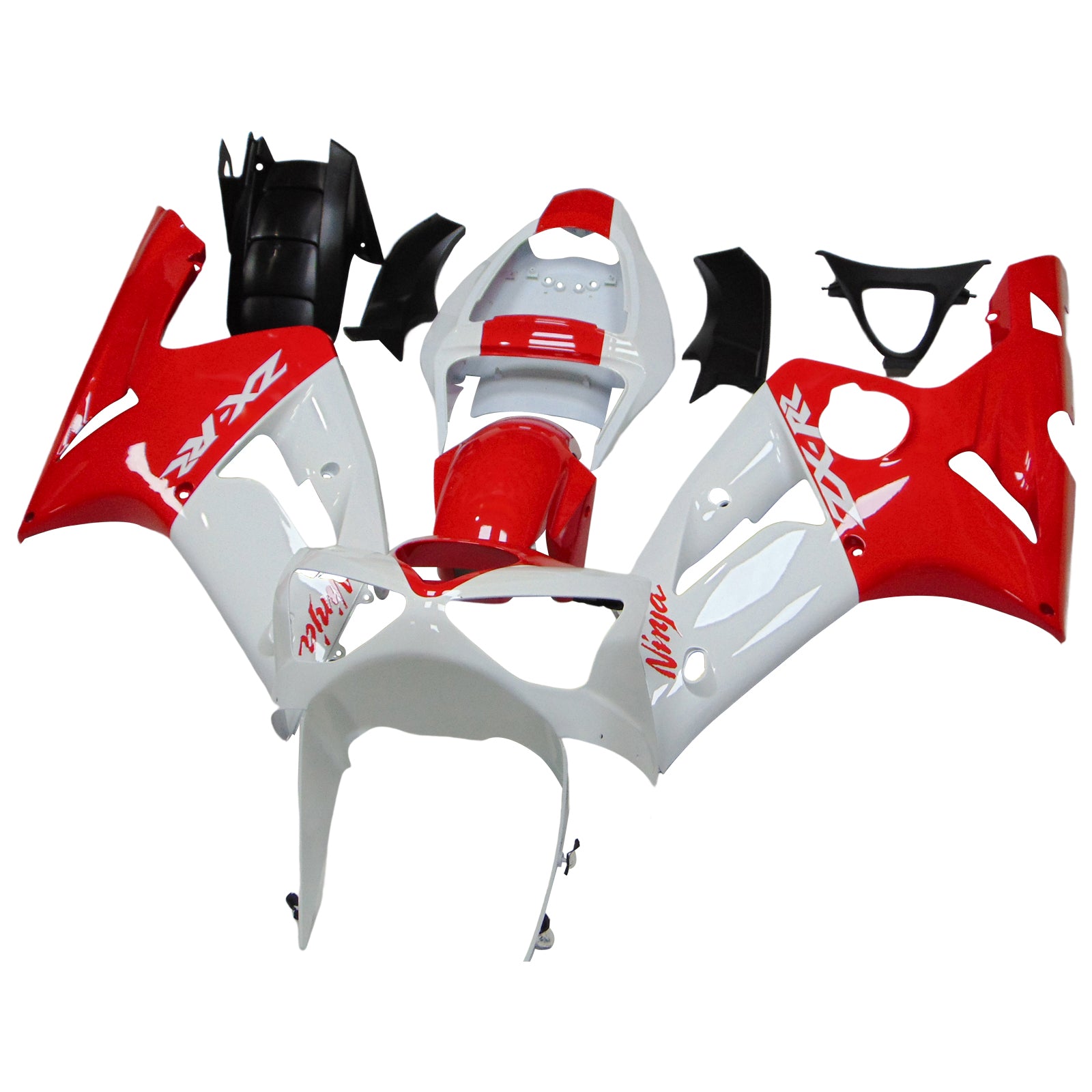 Amotopart 2003-2004 Kawasaki Zx6R 636 Kit de carenado rojo blanco