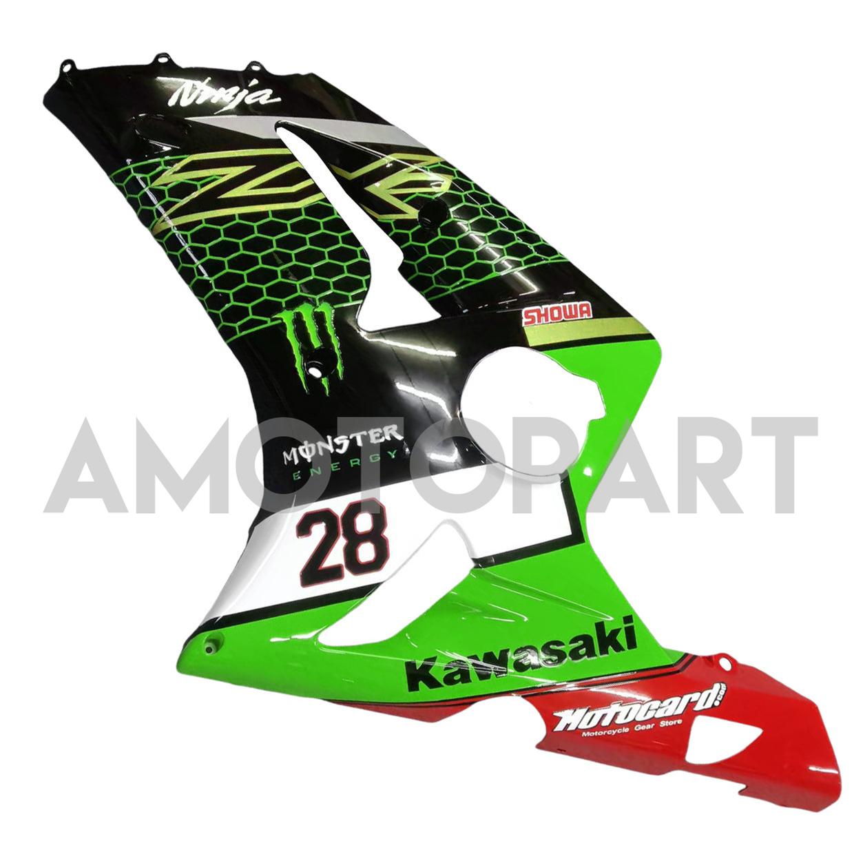 Amotopart 2003-2004 ZX6R 636 Kawasaki Kit carena verde e nero stile 1