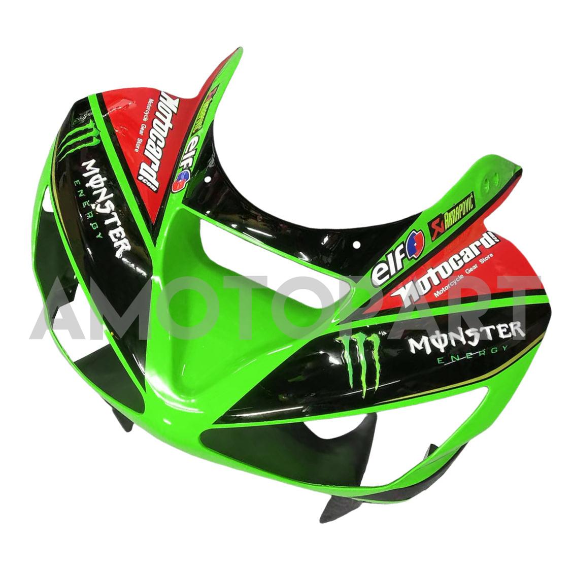 Amotopart 2003-2004 ZX6R 636 Kawasaki Kit carena verde e nero stile 1
