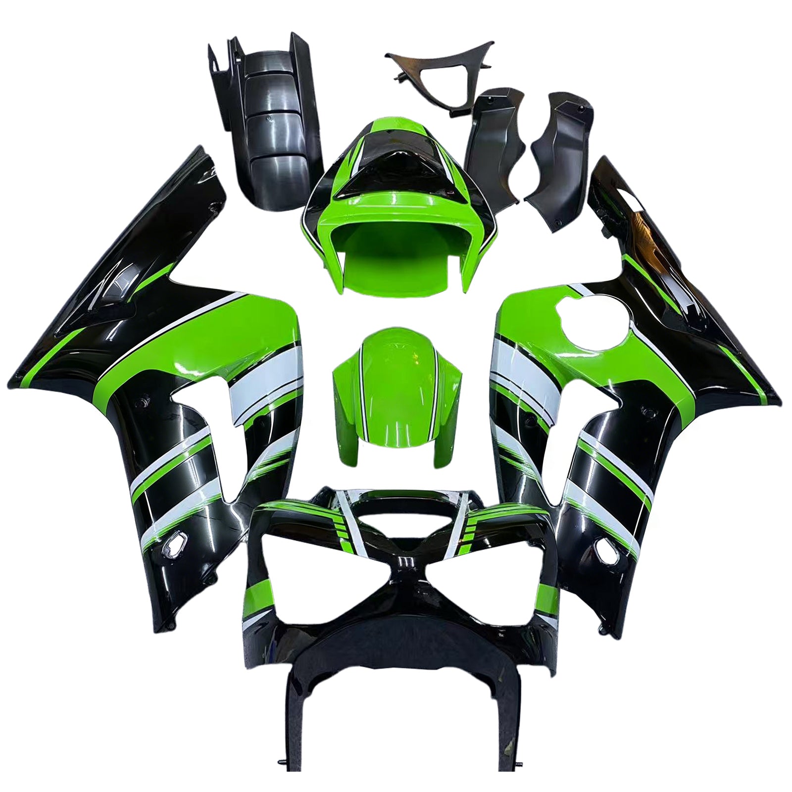 Amotopart 2003-2004 ZX6R 636 Kawasaki Green&Black Style2 Fairing Kit