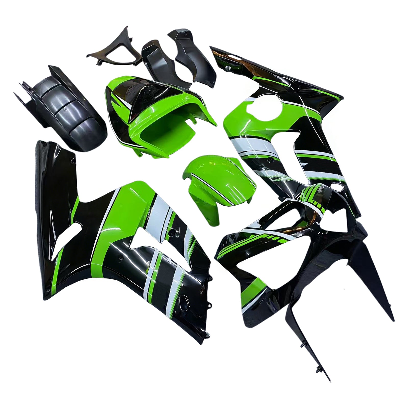 Amotopart 2003-2004 ZX6R 636 Kawasaki Green&Black Style2 Fairing Kit
