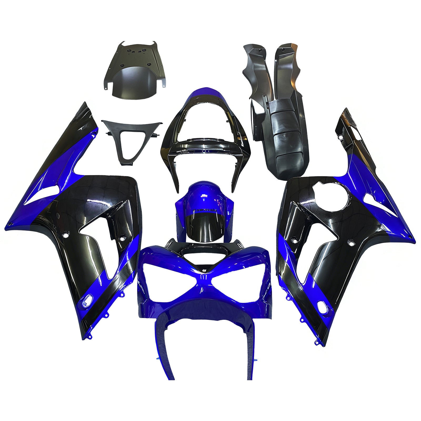 Amotopart 2003-2004 ZX6R 636 Kawasaki Blue&Black Fairing Kit