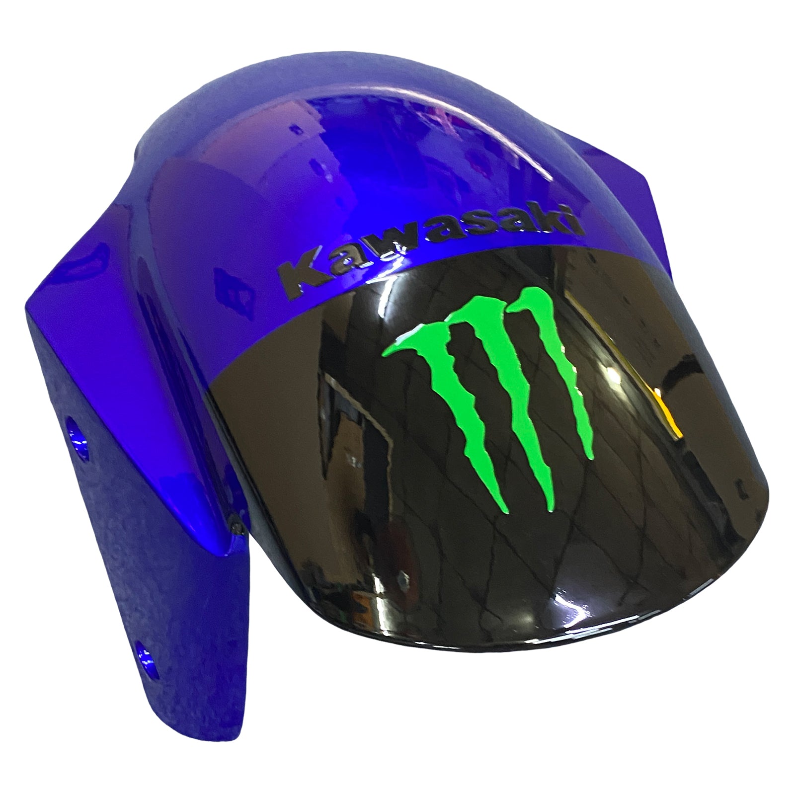 Amotopart 2003–2004 ZX6R 636 Kawasaki Blau und Schwarz mit Monster-Logo-Verkleidungsset