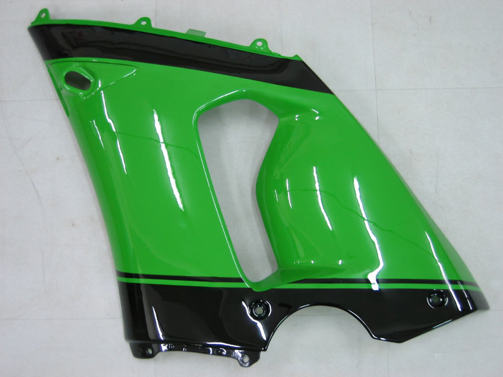 Amotopart 2005-2006 Kawasaki ZX6R 636 Black Green Fairing Kit