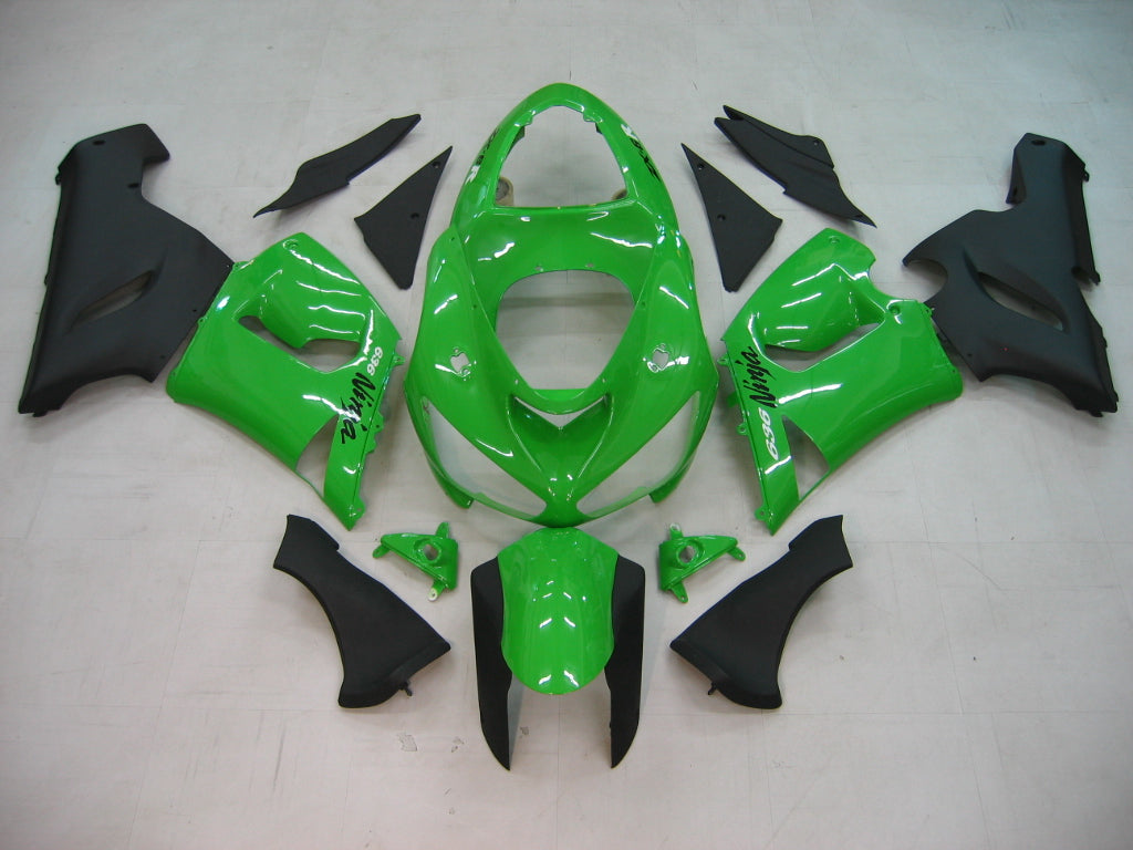 Amotopart 2005-2006 Kawasaki ZX6R 636 Green Black Fairing Kit