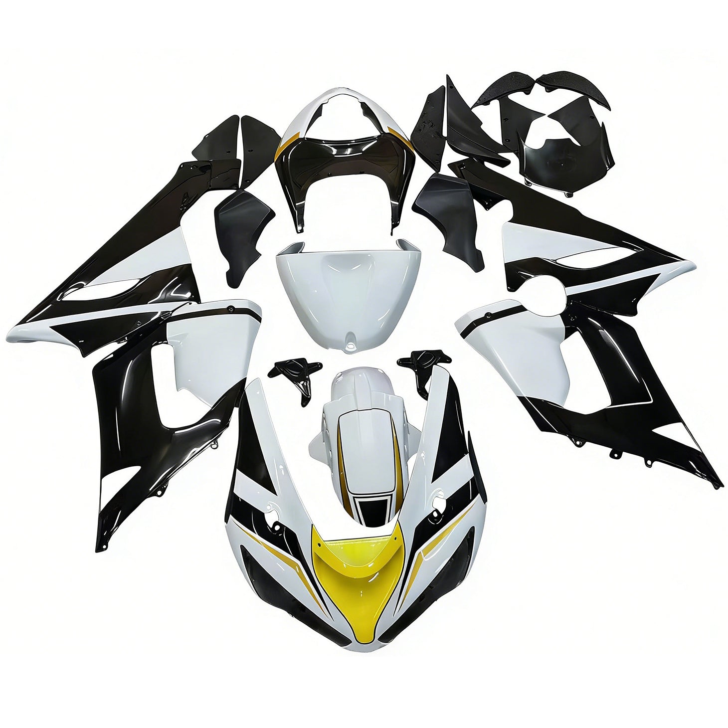 Amotopart 2005-2006 Kawasaki ZX6R 636 Black&White  Fairing Kit