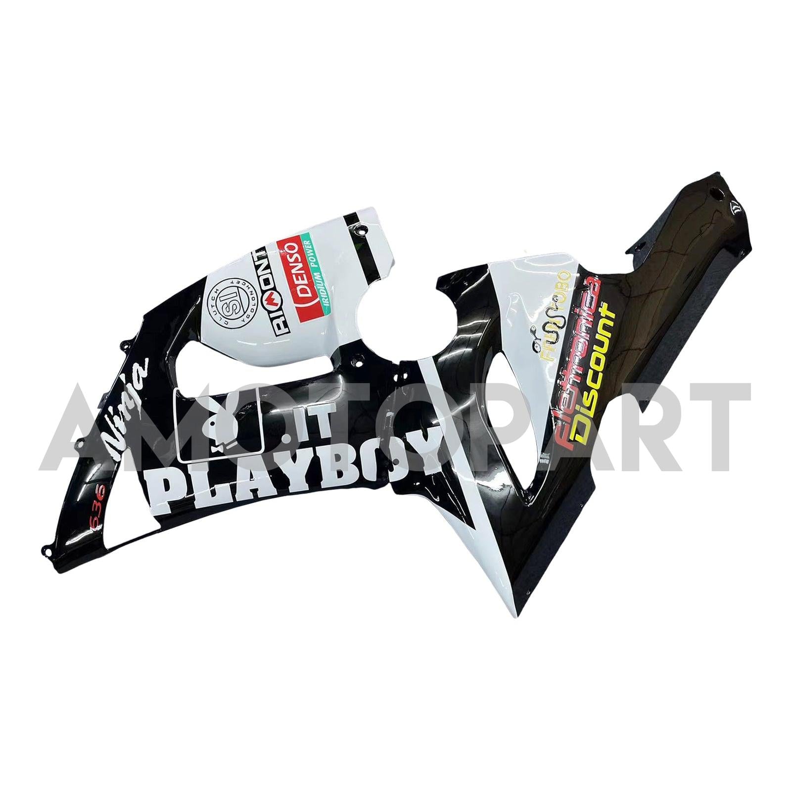 Amotopart 2005–2006 Kawasaki ZX6R 636, Schwarz&Weißes Playboy-Verkleidungsset