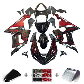 Amotopart 2005-2006 Kawasaki ZX6R 636 Black&Red Fairing Kit