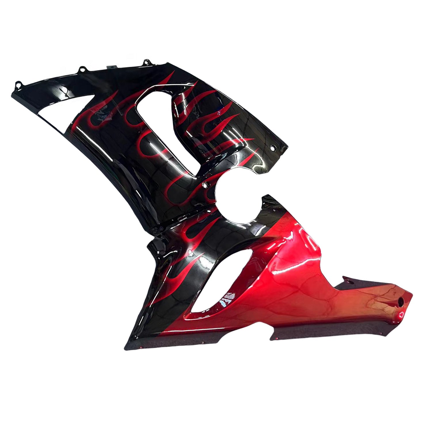 Amotopart 2005-2006 Kawasaki ZX6R 636 Black & Red Fairing Zestaw