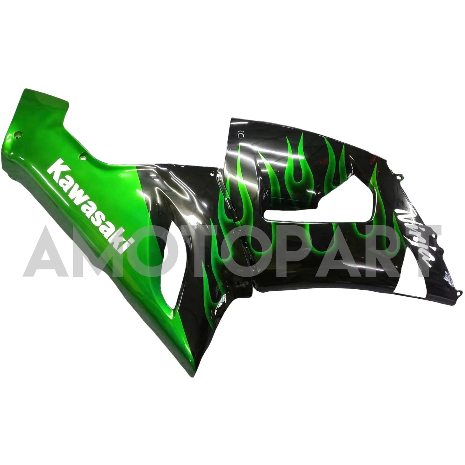 Amotopart 2005-2006 Kawasaki ZX6R 636 Fairing Green & Black Kit