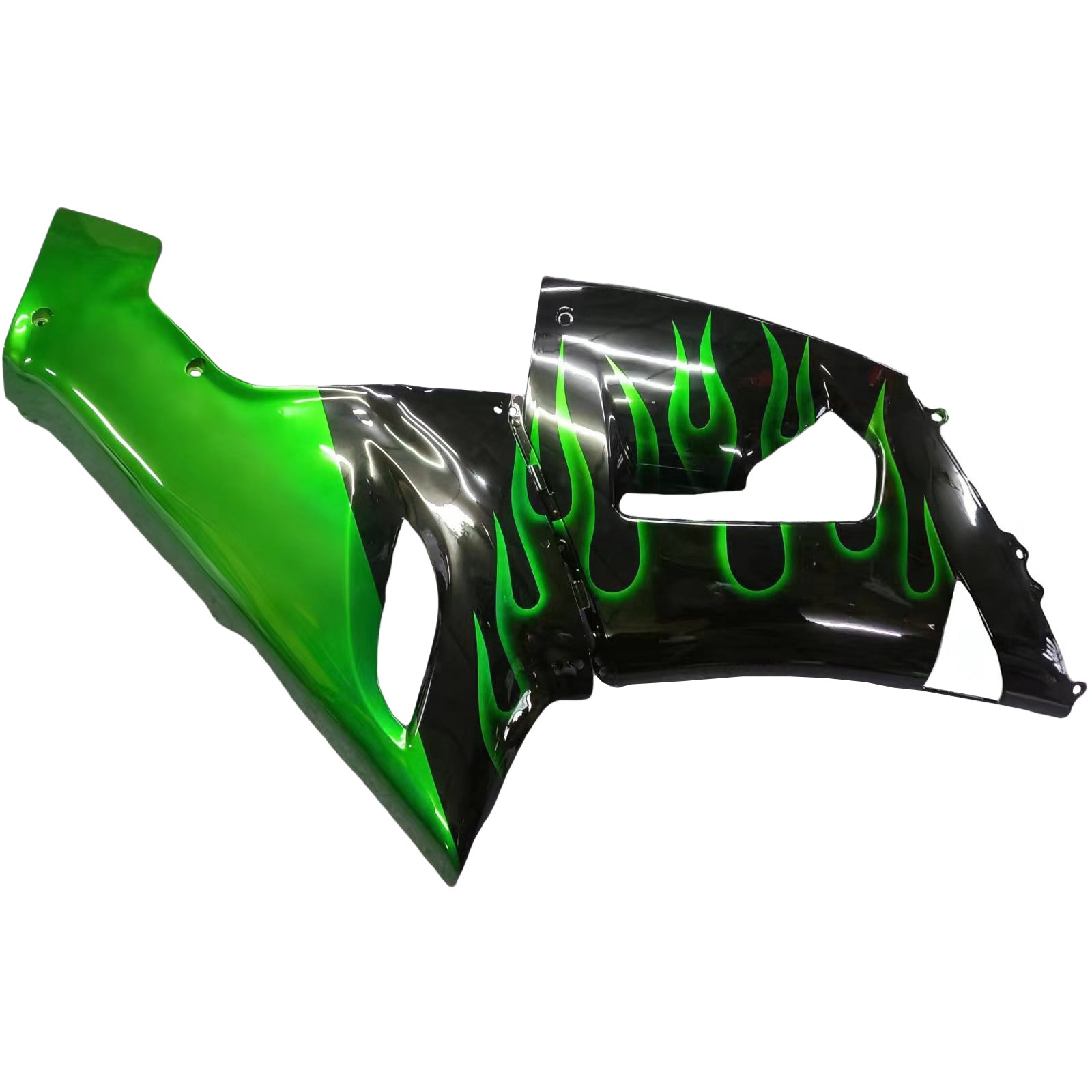 Amotopart 2005-2006 Kawasaki ZX6R 636 Fairing Green&Black Kit