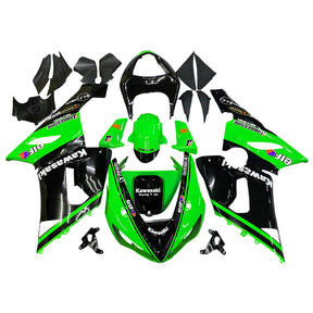 Amotopart 2005-2006 Kawasaki ZX6R 636 Black Green Fairing Kit