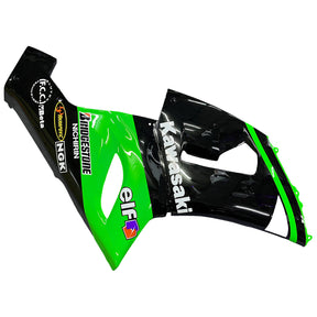 Amotopart 2005-2006 Kawasaki ZX6R 636 Black Green Fairing Kit