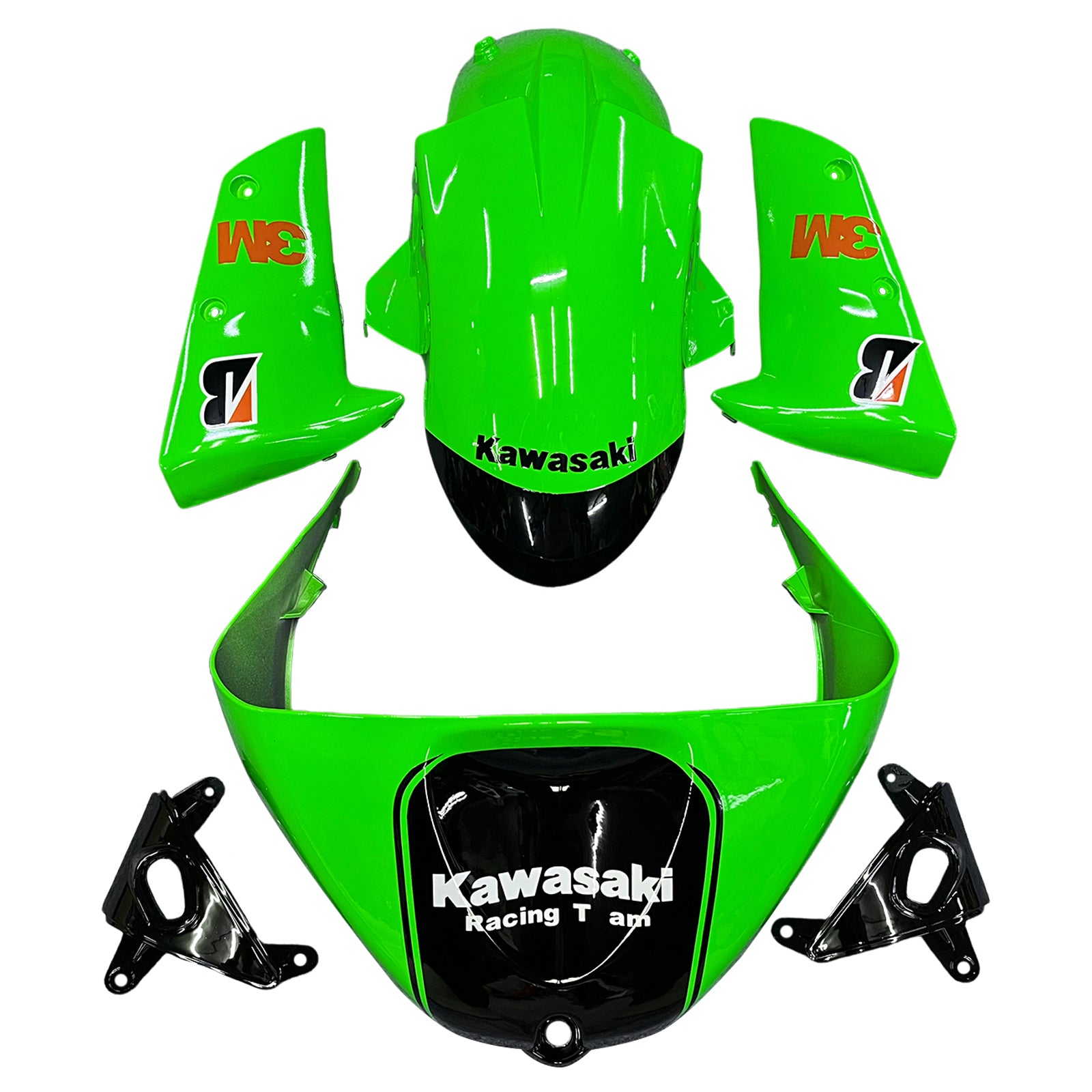 Amotopart 2005-2006 Kawasaki ZX6R 636 Black Green Fairing Kit